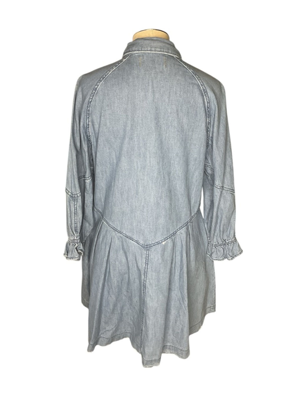 We The Free Denim Shirt Dress Small Blue Chambray Button Front Boho - Picture 4 of 7